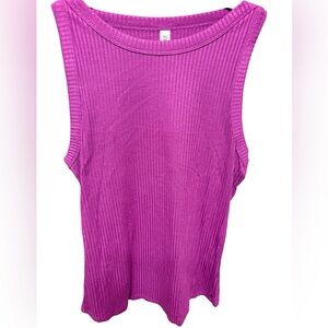 New Zenana Sleeveless Ribbed Knit Top - Raspberry Color